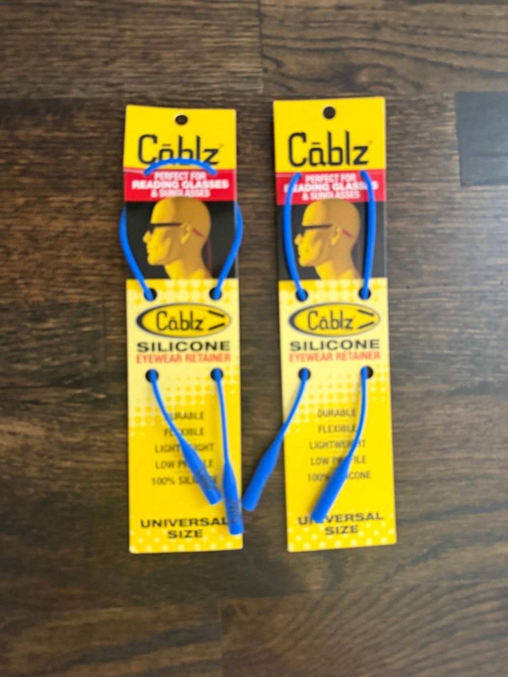 Cablz Silicone Eyewear Retainers in Bright Blue (2 Pack)